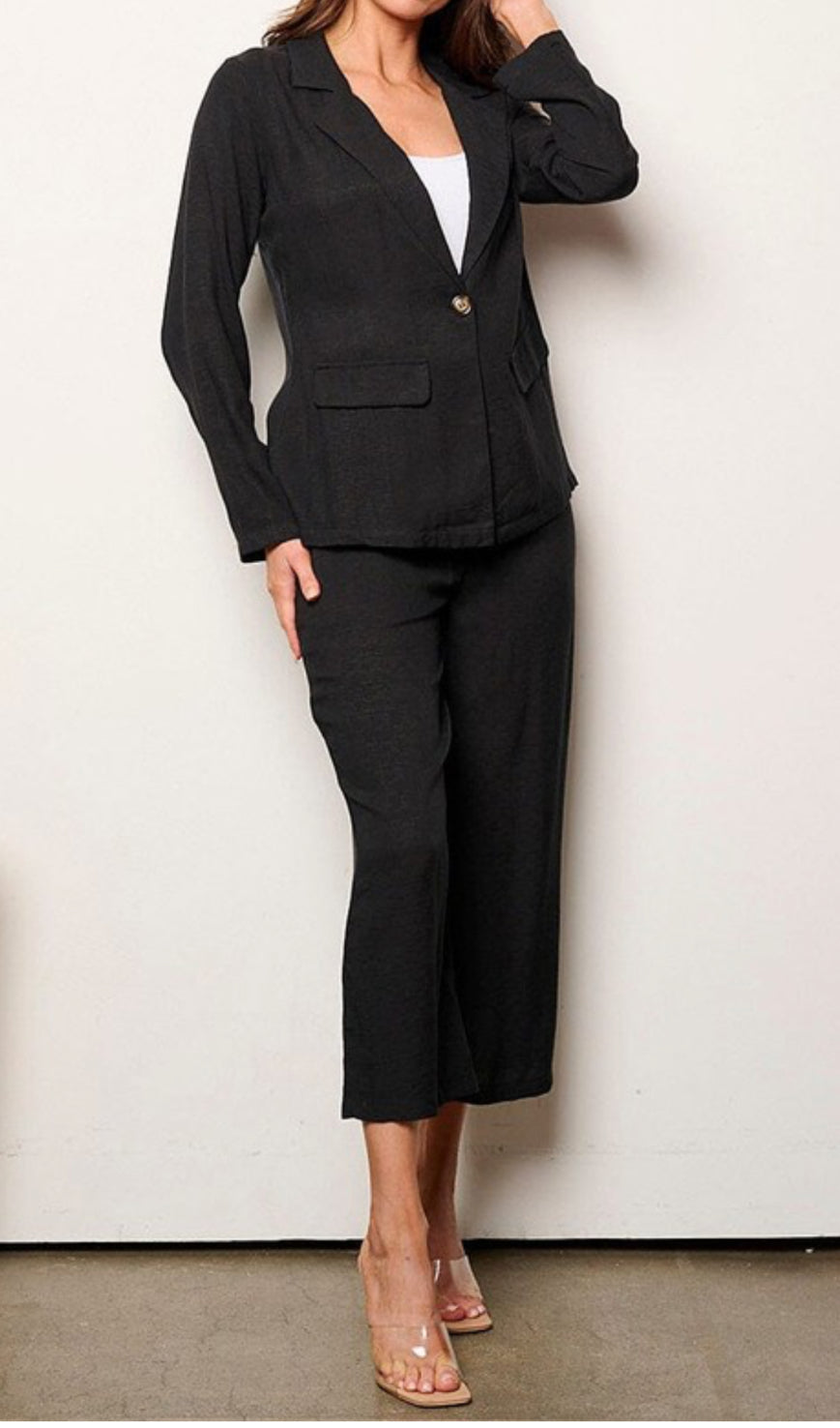 110524 - Jaylen Long Sleeve Blazer & Elastic Waist Pants Set