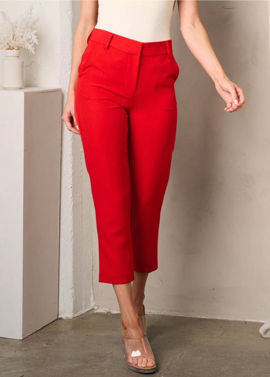 110423 - Red Button Closure with Pockets Pants