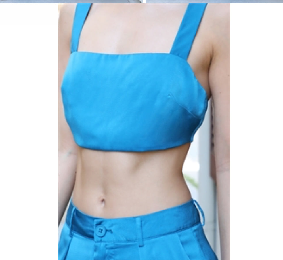 110324 - Joey Blue Crop Top & Pants Set