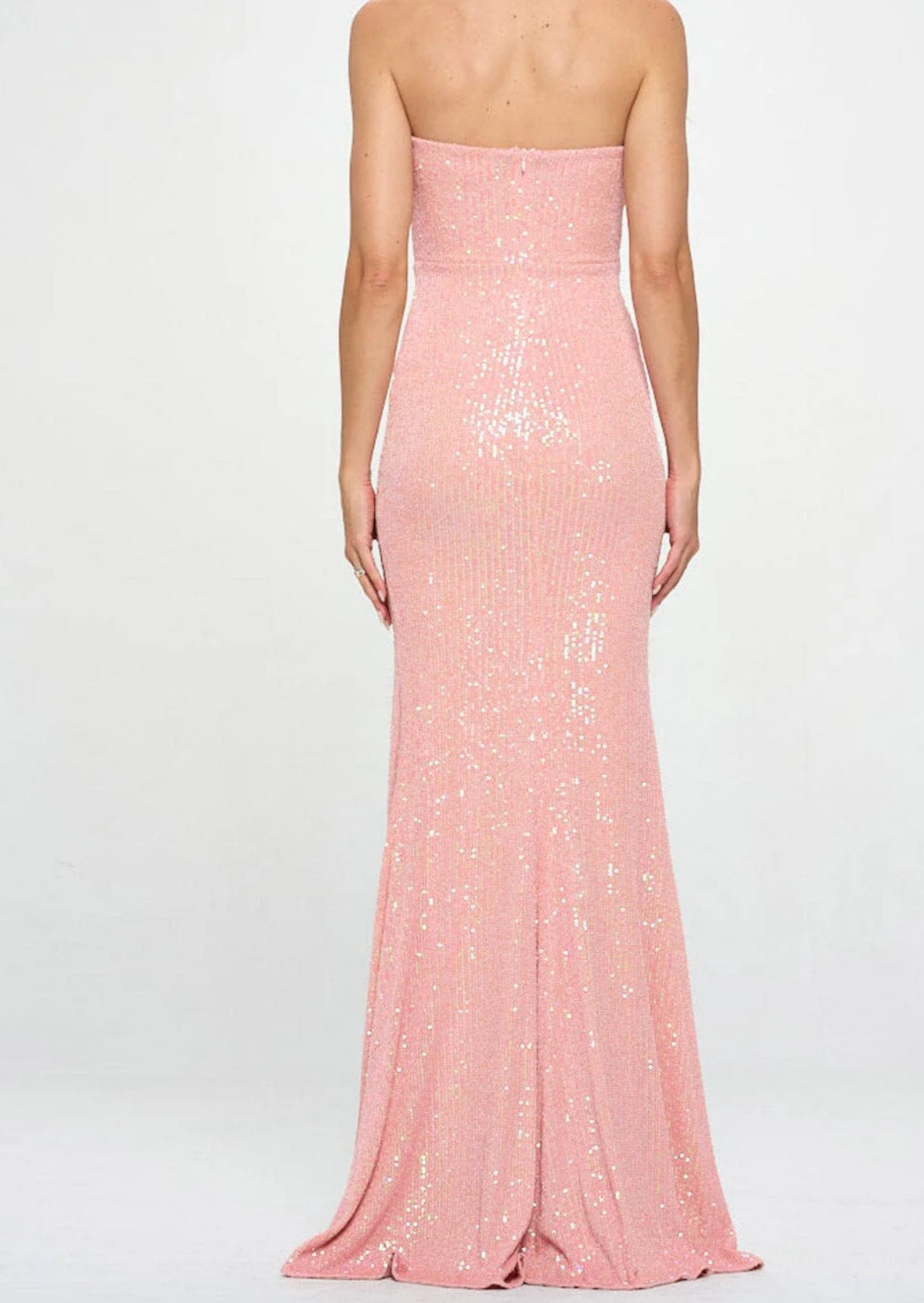 110224 - Lexie Side Slit Sequins Tube Gown