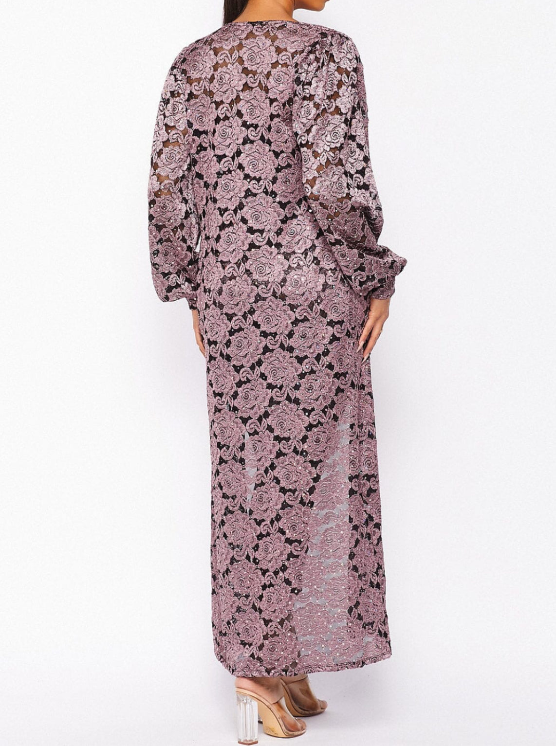 112124-Matet Lace Tube Long Dress with Long Cardigan