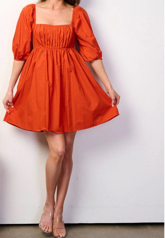 043824 - Emily Short Puff Sleeve Baby Doll Dress