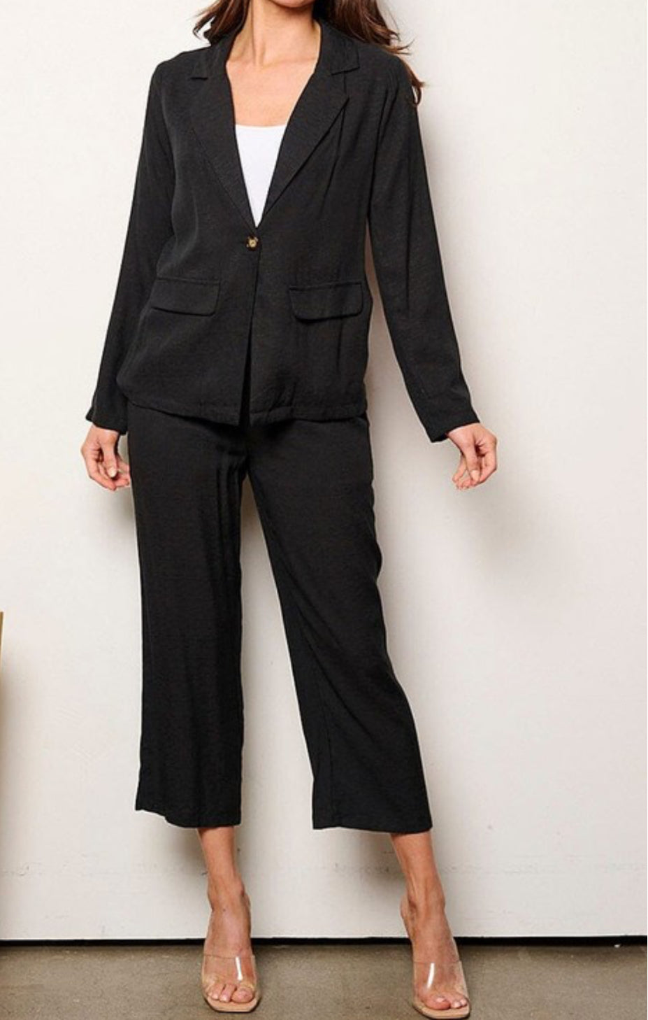 110524 - Jaylen Long Sleeve Blazer & Elastic Waist Pants Set