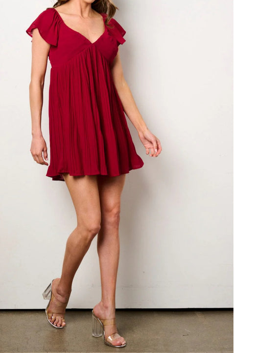 060824 - Tina Short Sleeve V-neck Fit & Flare Mini Dress