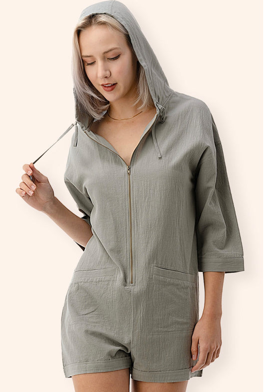 101723 Zipper Front with Hood Romper