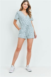 8033 Leopard Surplice Neckline Romper