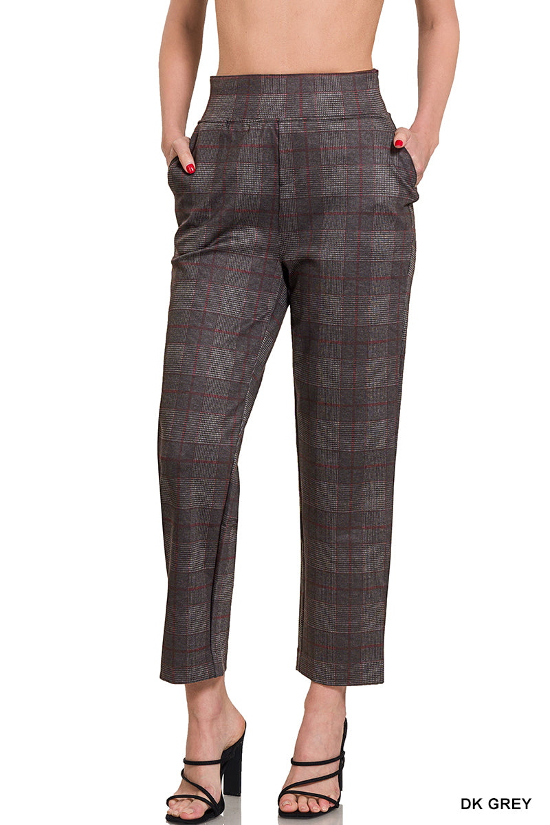 110623 - Plaid Pull-on Stretch Dress Pants