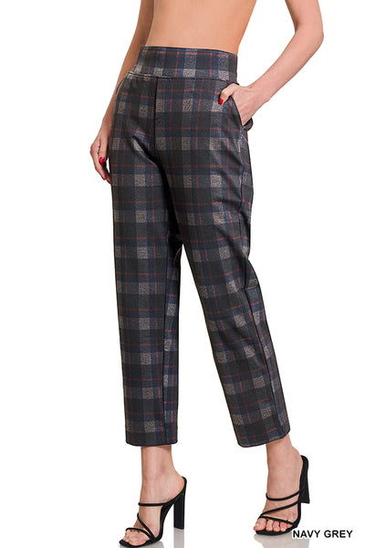 110623 - Plaid Pull-on Stretch Dress Pants