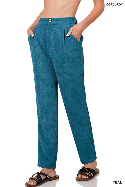 110723 - High Rise Corduroy Pants with Pockets