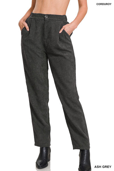 110723 - High Rise Corduroy Pants with Pockets