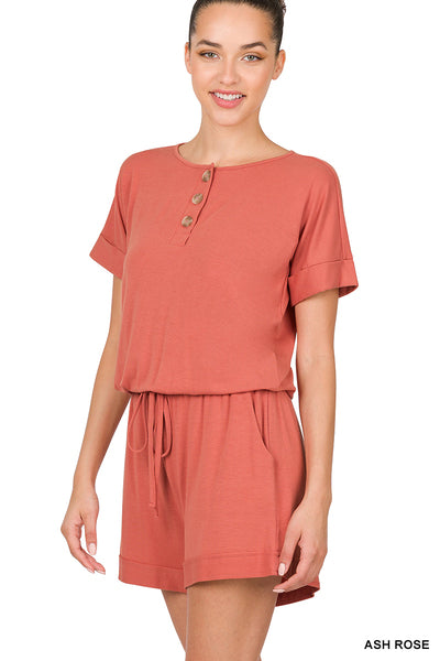 030724 - Kim Short Sleeve Romper with Pockets