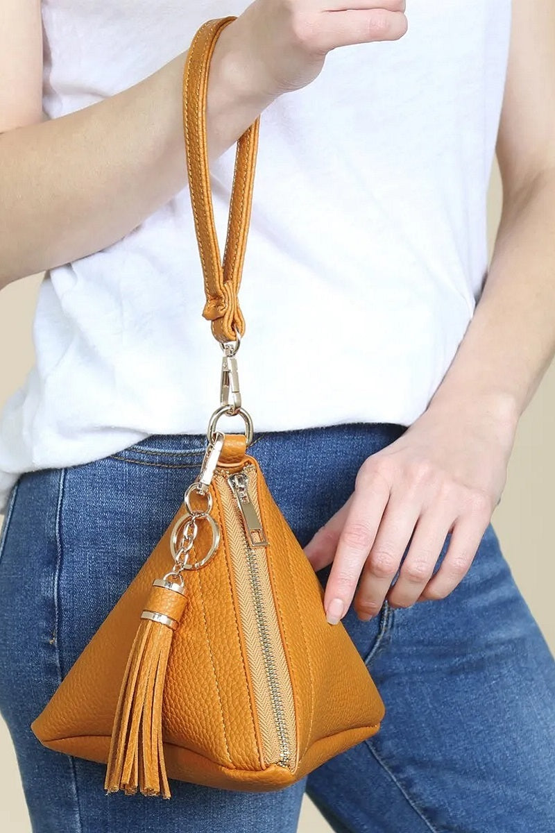 030924 - Amayah Pyramid Shape Tassel Wristlet Bag