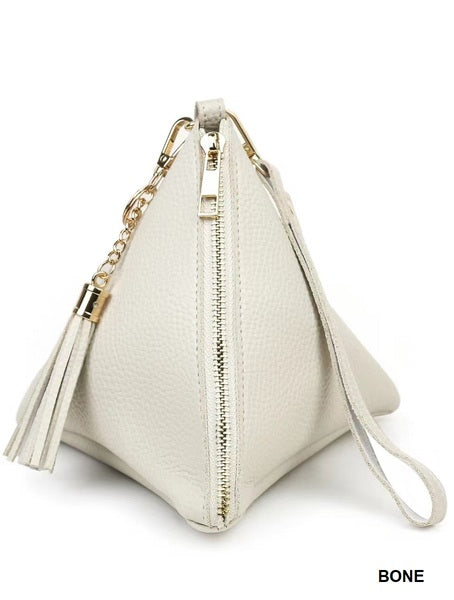 030924 - Amayah Pyramid Shape Tassel Wristlet Bag