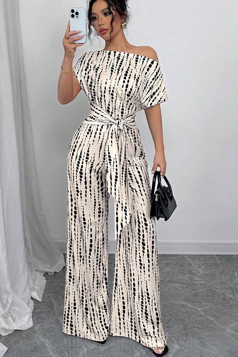 041626 - Kenya Summer Off-Shoulder Strappy Wide-Leg Jumpsuit