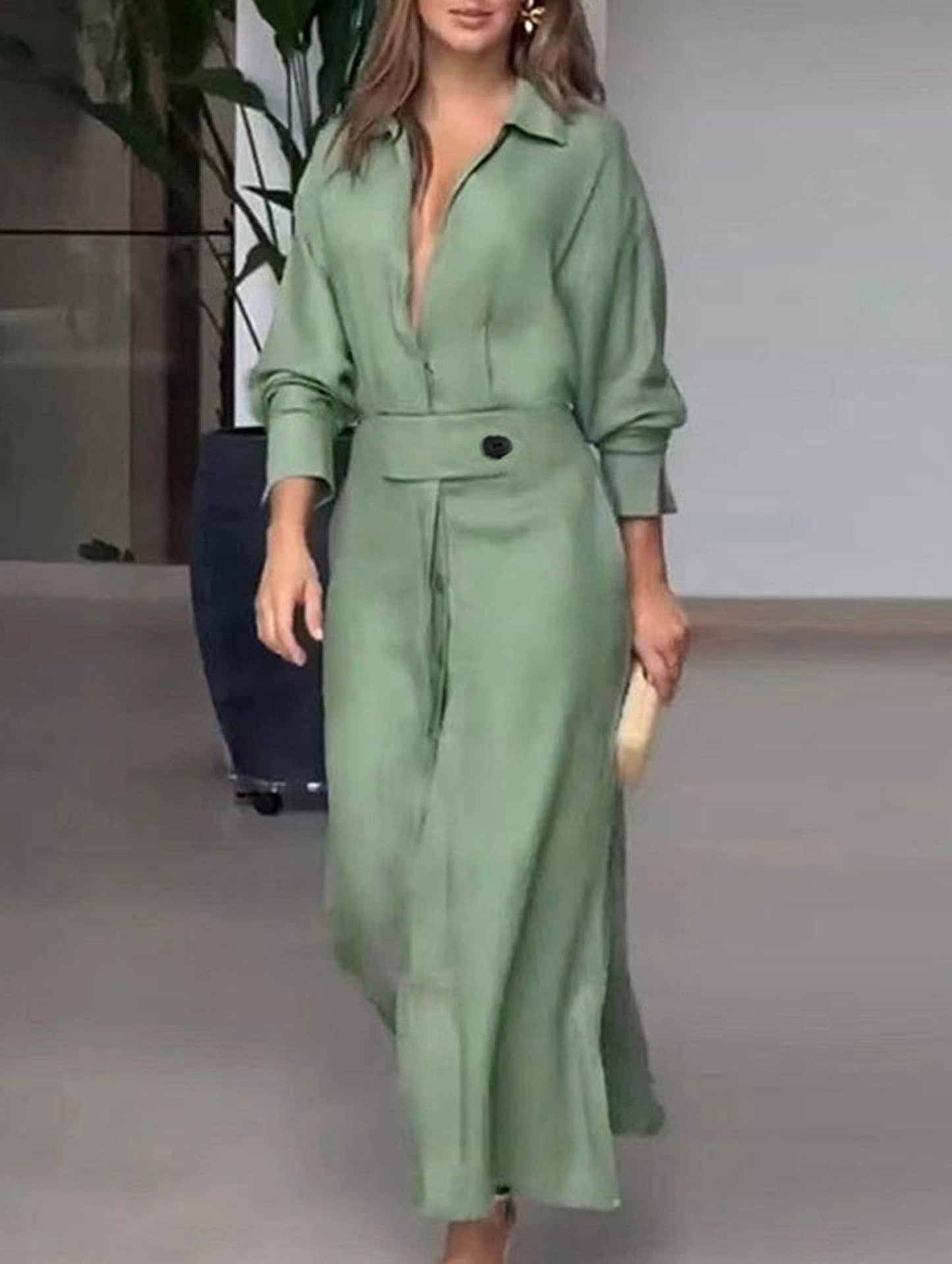 052126 Kay Strappy waistline irregular shirt dress