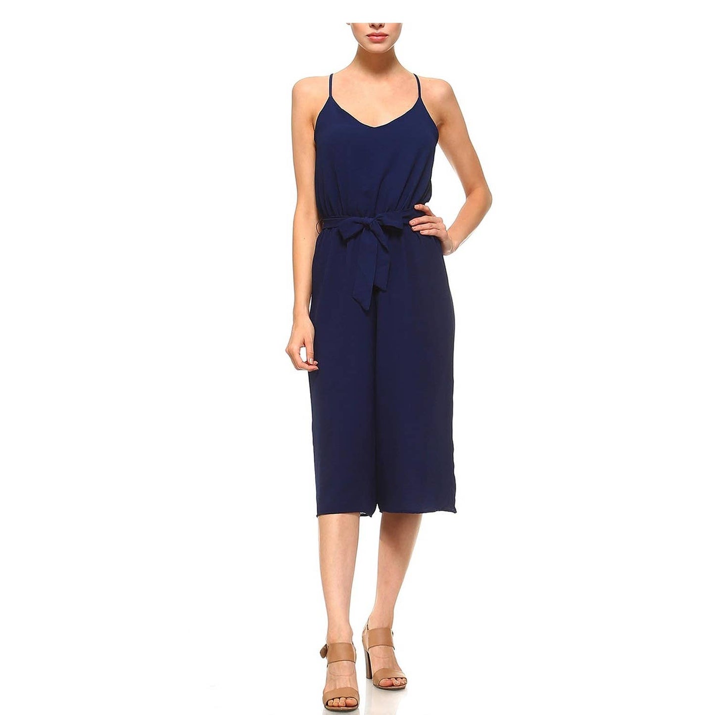 041226 - Tessa Adjustable Spaghetti Strap Jumpsuit with belt