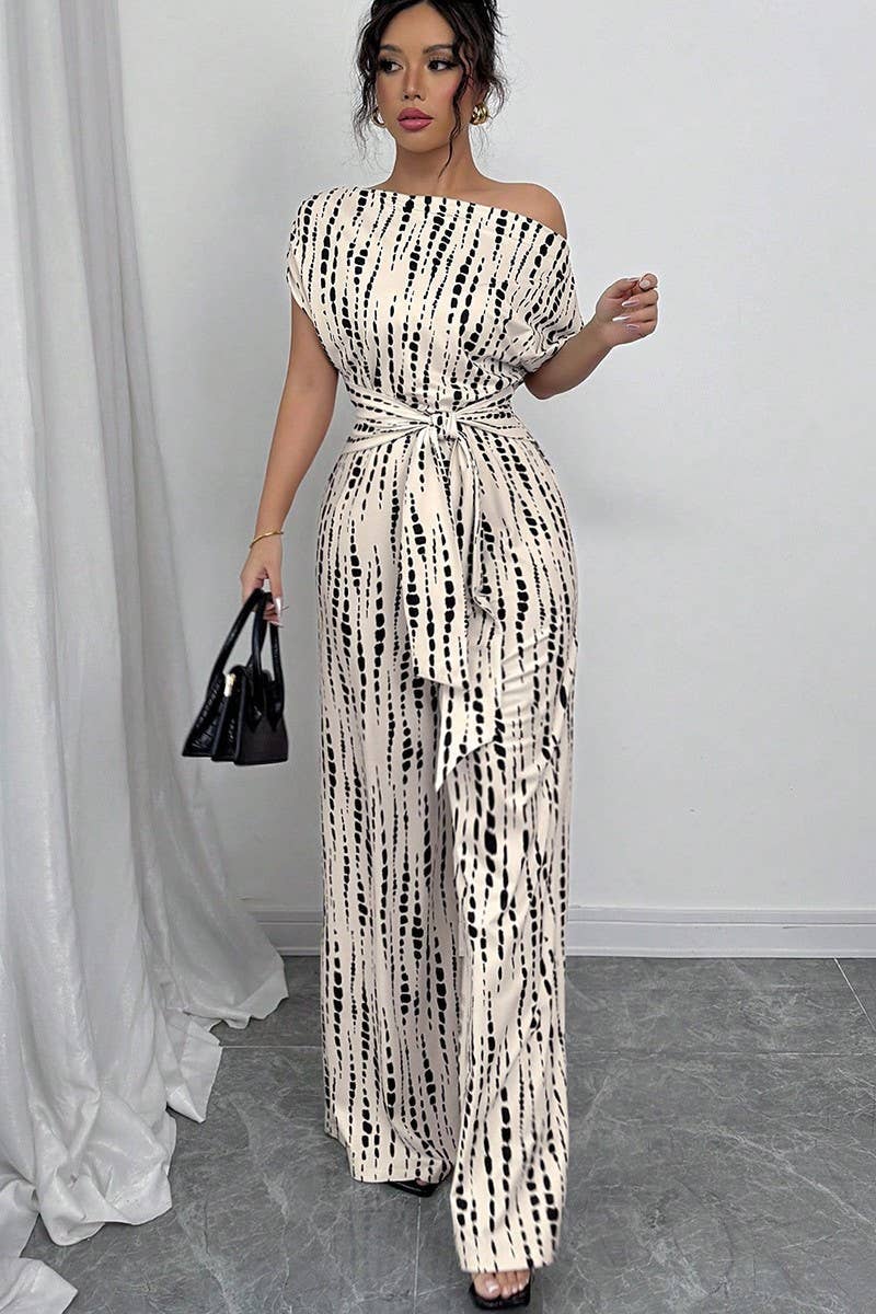 041626 - Kenya Summer Off-Shoulder Strappy Wide-Leg Jumpsuit