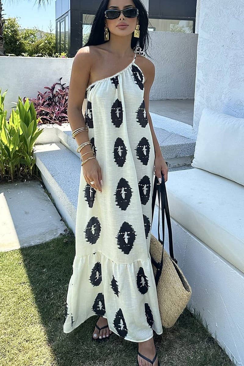 051426 - Cassandra Floral One Shoulder Maxi Dress