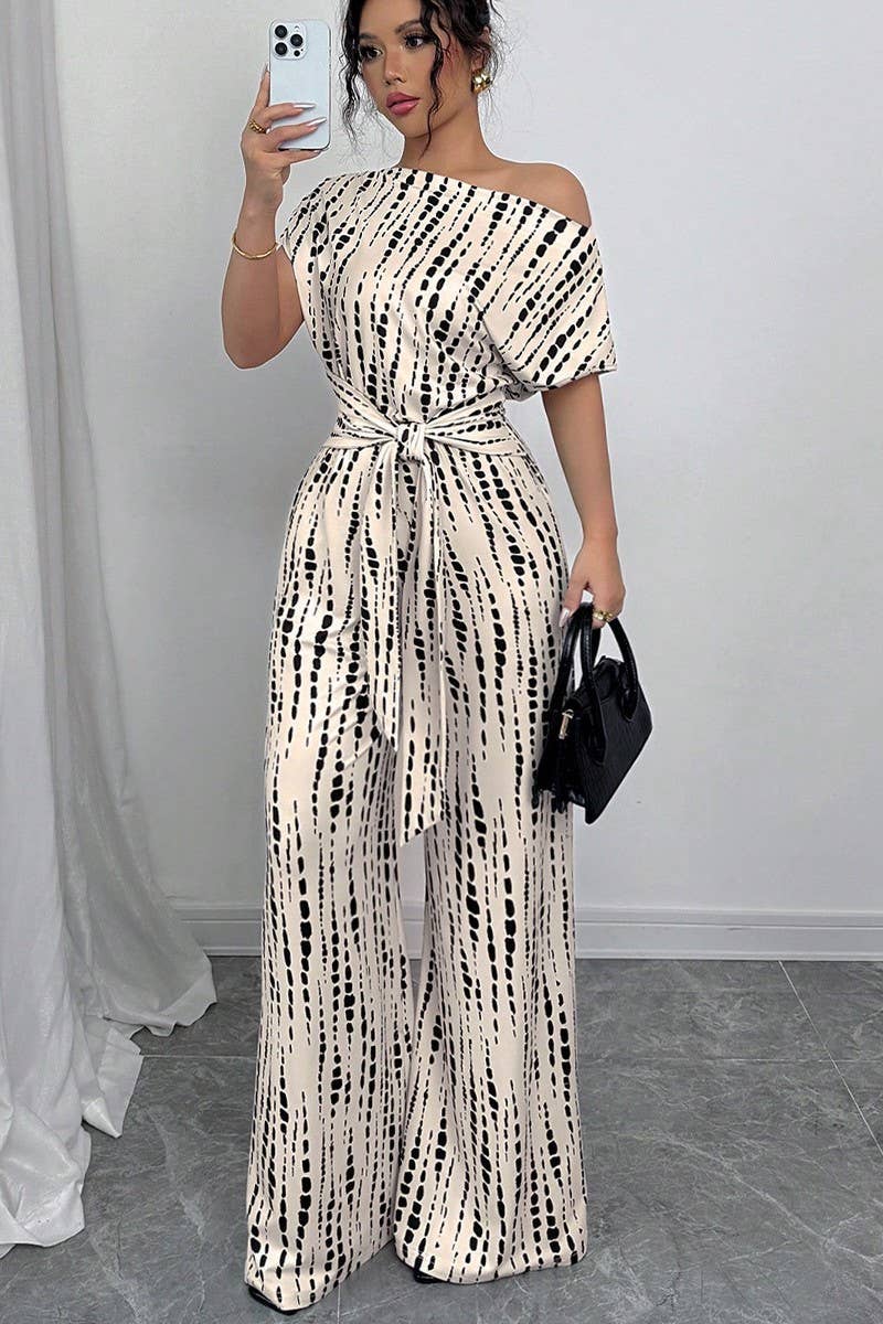 041626 - Kenya Summer Off-Shoulder Strappy Wide-Leg Jumpsuit