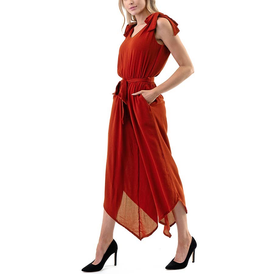 041326 Arlene Sleeveless V-neck Wide Leg Capri Jumpsuit