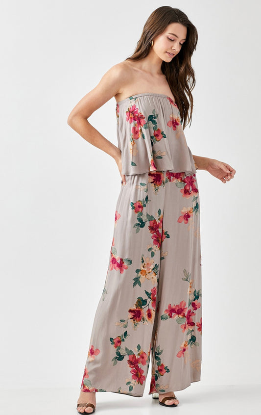 (5883) Anahi Gray Floral Jumpsuit