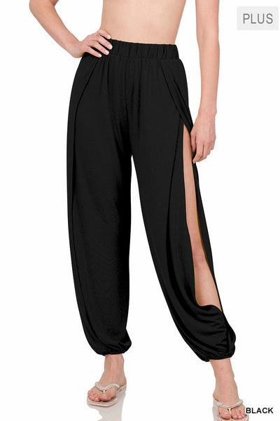 (6093)Plus Genie Split Side Pants