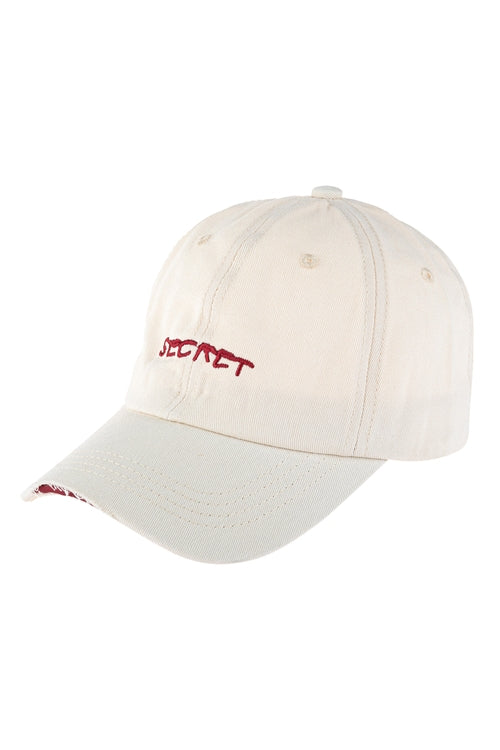 (4563)SECRET EMBROIDERED CAP-IVORY