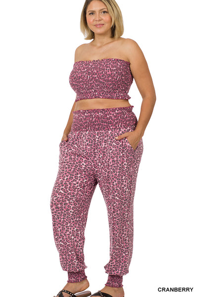 (4175) High Waisted Smocked Lounge Jogger Pants