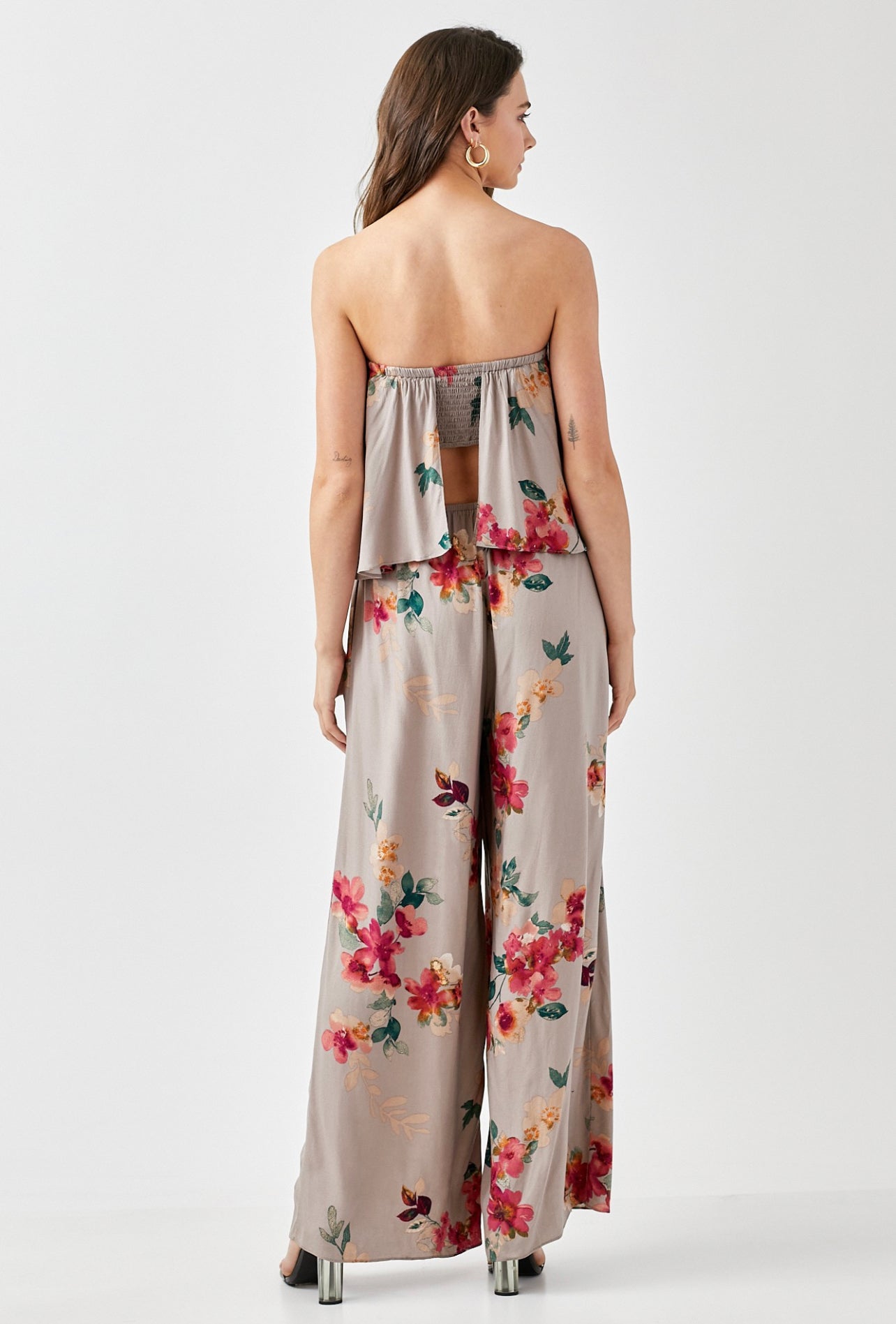 (5883) Anahi Gray Floral Jumpsuit