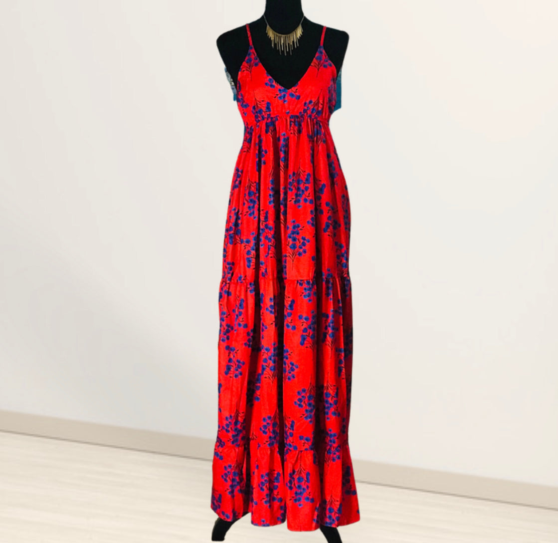 Red boho Maxi Dress