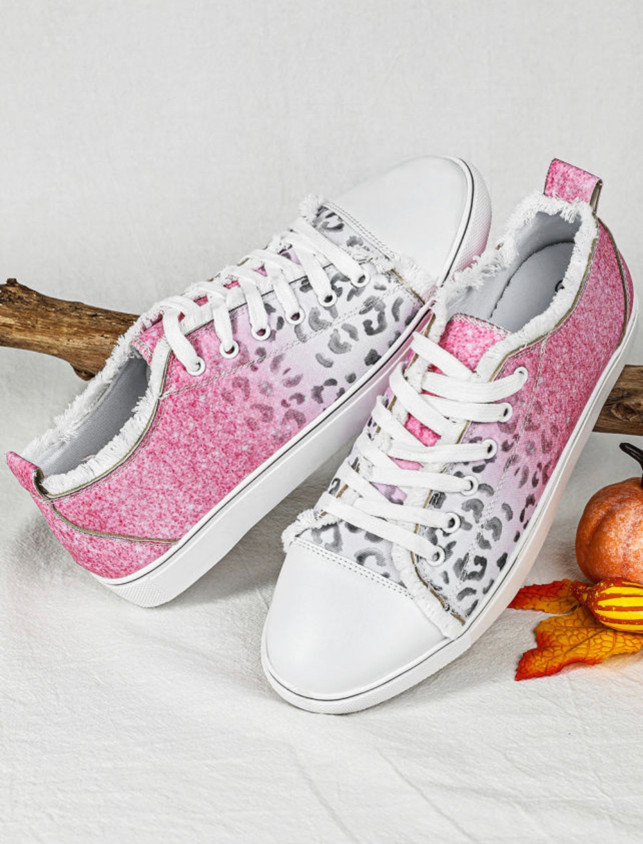 Ombre Leopard Print Casual Canvas Shoes