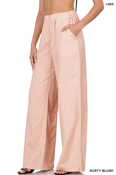 (4163)  Blain Linen Wide Leg Pants