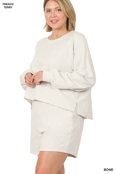 (4214)- Plus Size - Tara French Terry Raglan Top & Shorts Set