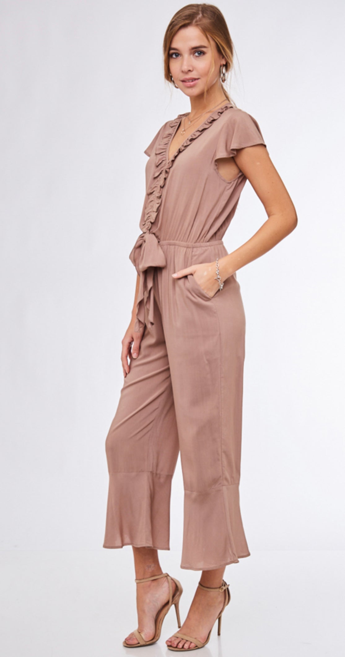 V-Neck Ruffle Jumpsuit