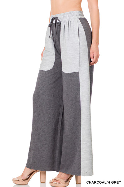 Soft French Terry Two-tone Wide Pants