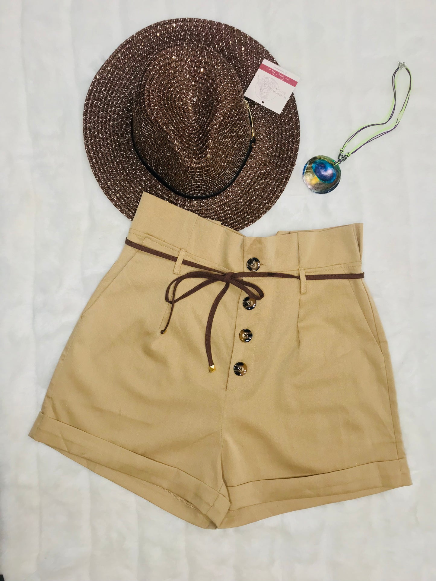 Khaki Paper Bag Shorts