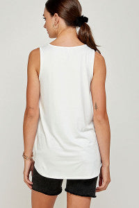 Plus Size-Sleeveless Round Neck Cut-out Yoke Top