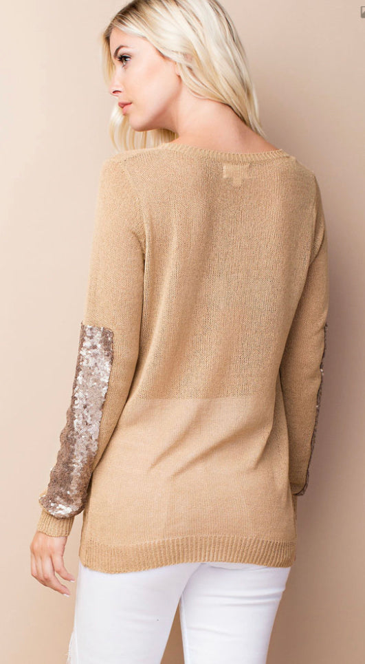 Sequin Patch Light Weight Sweater