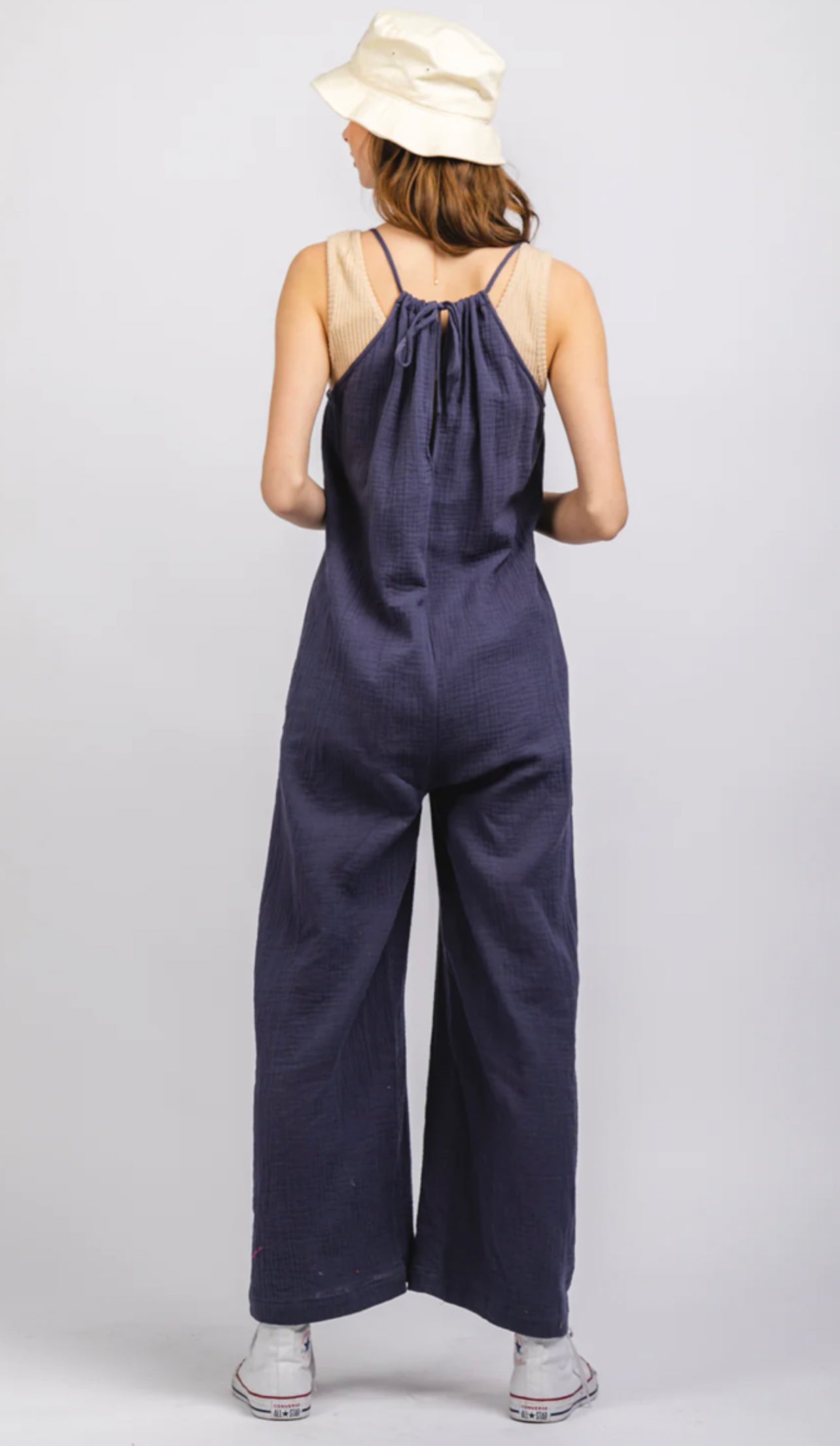 Denim Gauze Baggy Jumpsuit