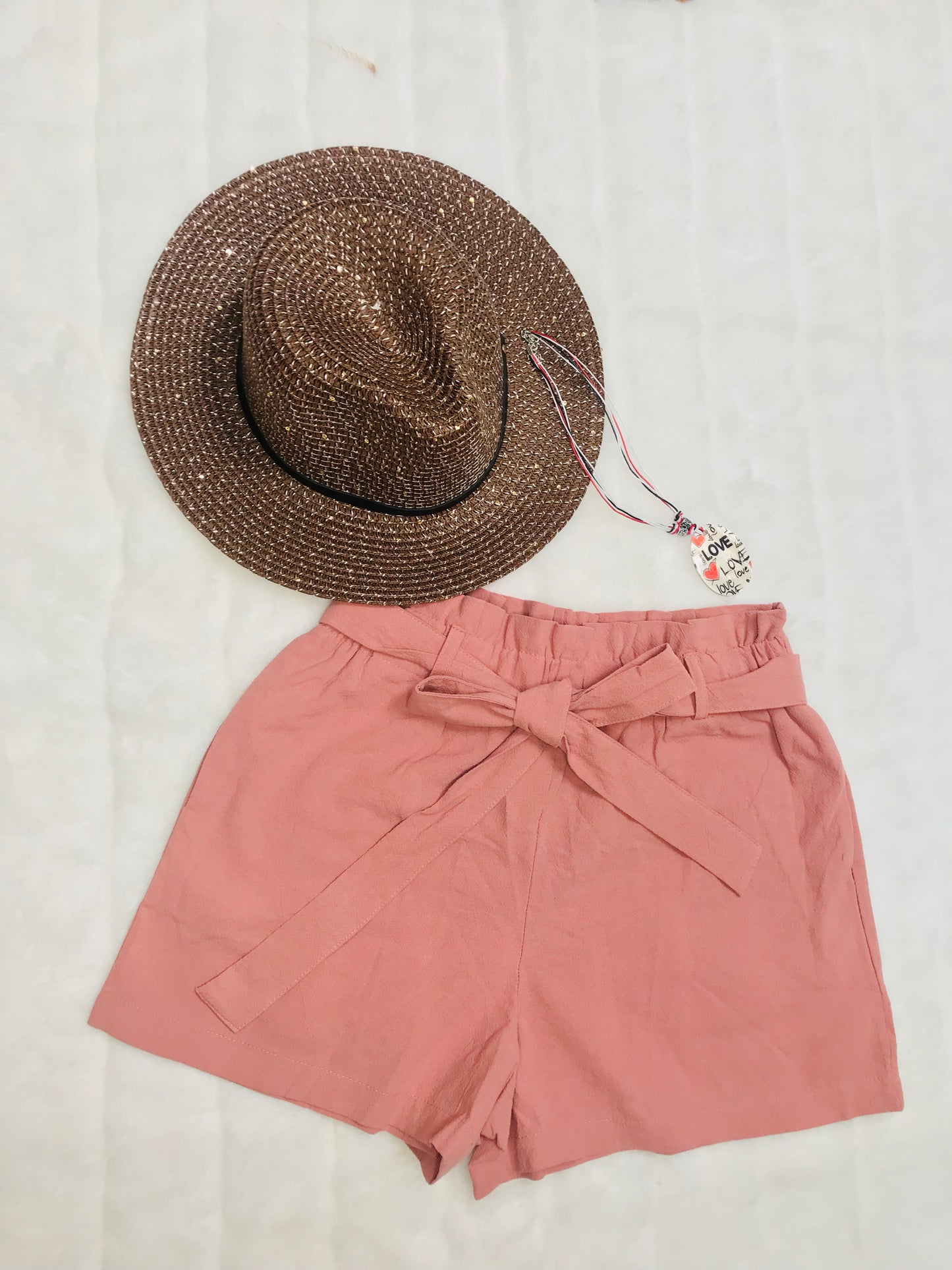 Mauve Paper Bag Shorts