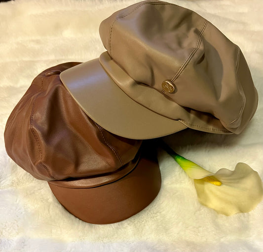 Vegan Leather Newsboy Hat