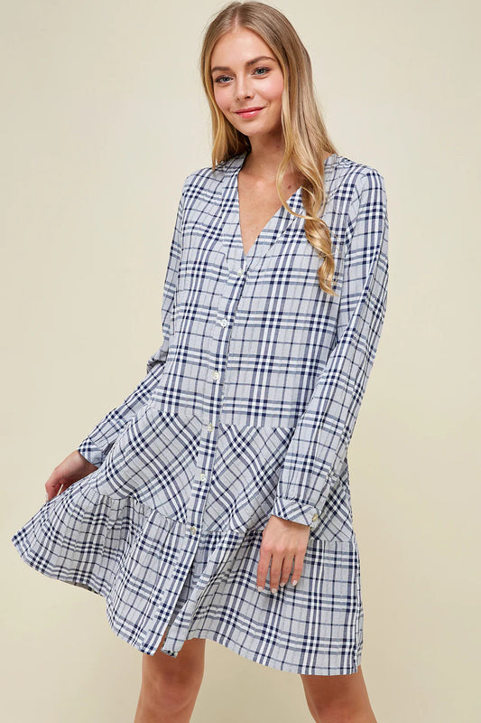 (4313) - Cindy Plaid Baby Doll Dress