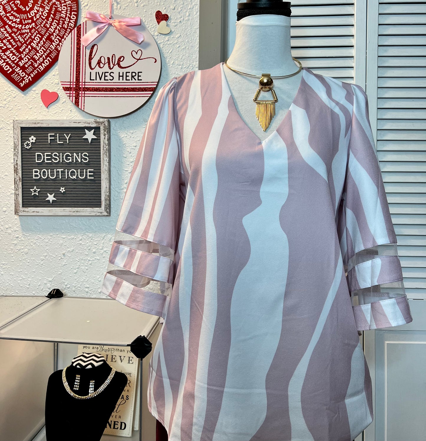 V-neck Top with Wide Sleeves