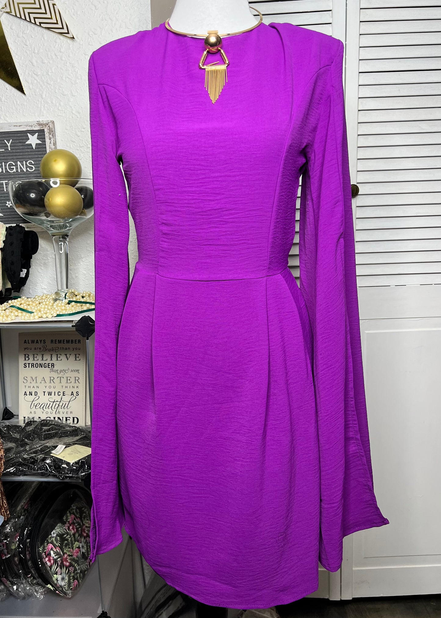 Violet Slit Sleeves Dress