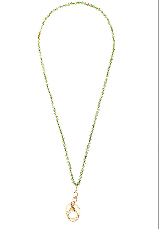 Olive Glass Beads Lanyard